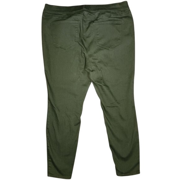 Evri Jegging Pants Jeans Womens Size 18W Solid All Green Pull On with Pockets - Picture 6 of 6